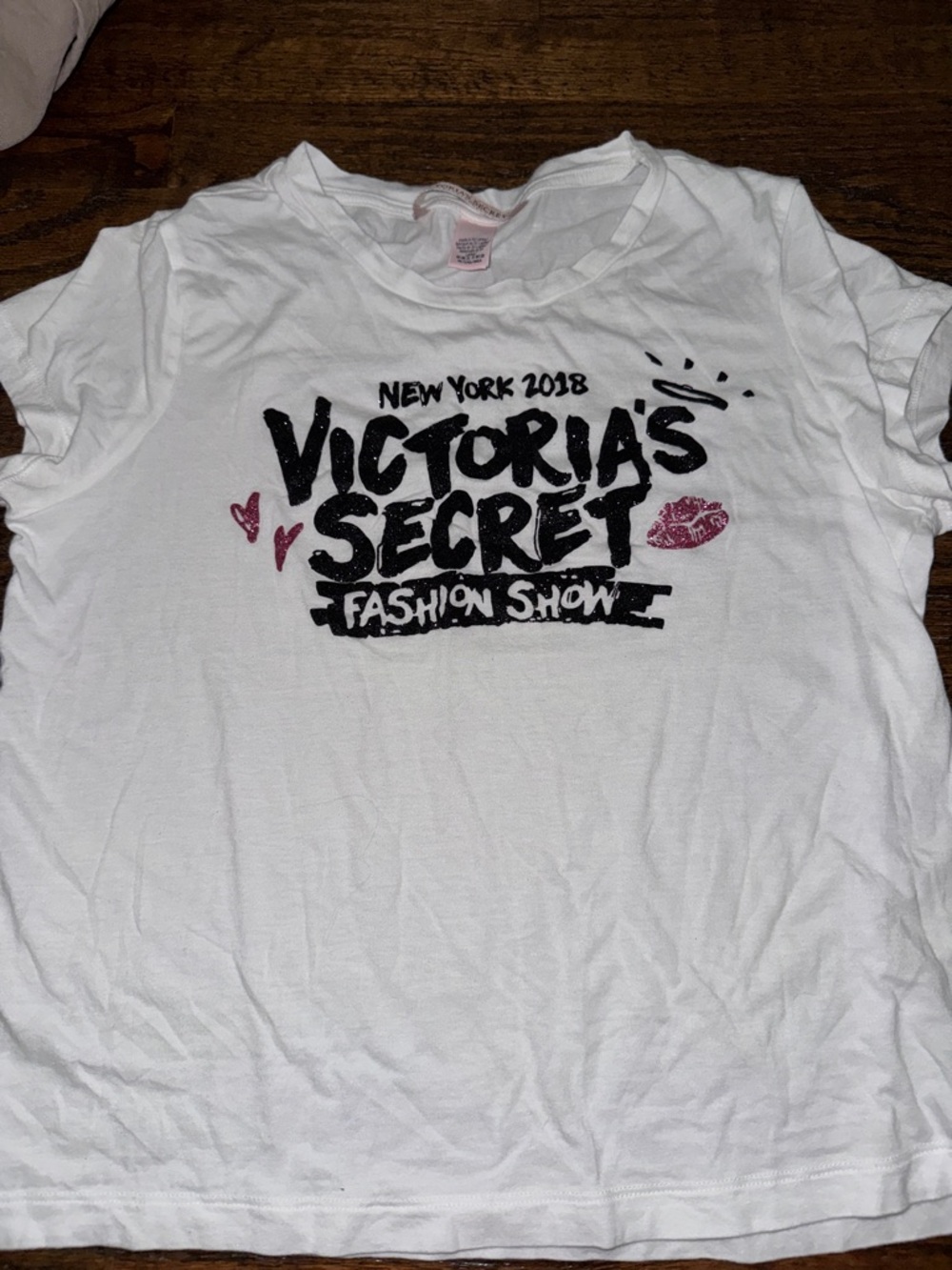 Victoria's Secret White Graphic Tee with Pink Accent